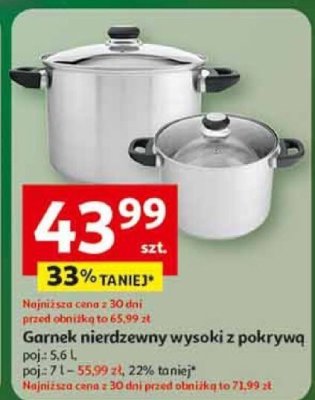 Garnek nierdzewny wysoki z pokrywą poj.: 7 l promocja w Auchan