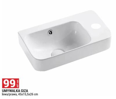 Umywalka Giza lewa/prawa, 45x15,5x26 cm promocja w Merkury Market