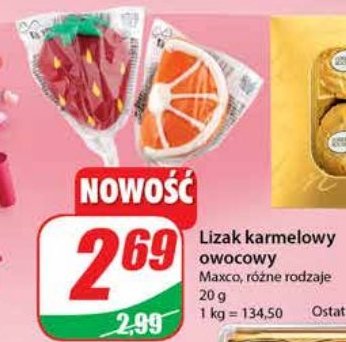 Lizak karmelowy owocowy Maxco promocja