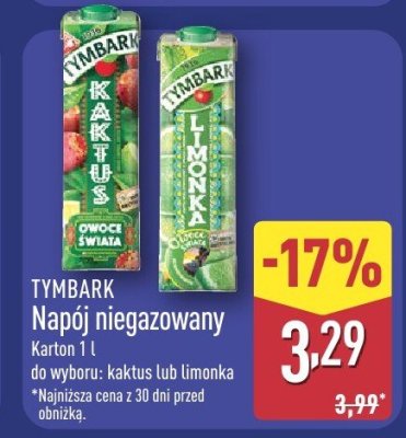 Napój niegazowany Tymbark kaktus karton promocja w Aldi