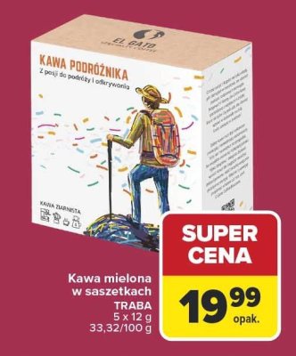 Kawa mielona w saszetkach TRABA 5 x 12 g promocja w Carrefour Market