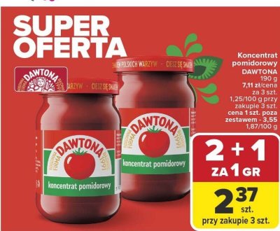 Koncentrat pomidorowy Dawtona 190 g promocja w Carrefour Market