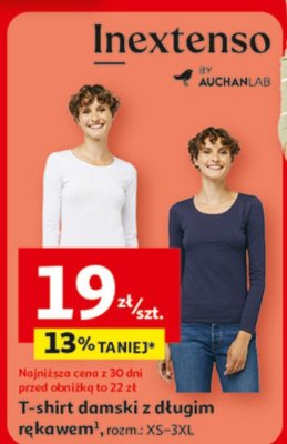 T-shirt damski z długim rękawem Inextenso promocja w Auchan