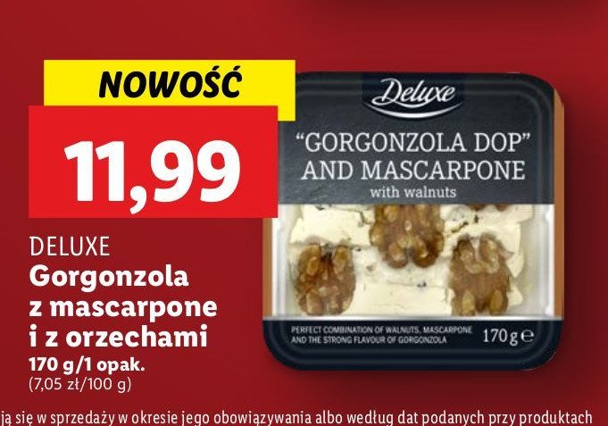 Gorgonzola z mascarpone i orzechami Deluxe promocja w Lidl