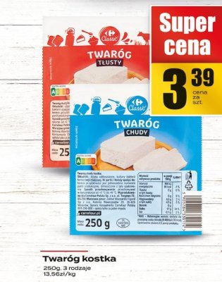 Twaróg kostka tłusty Carrefour Classic promocja w Supeco