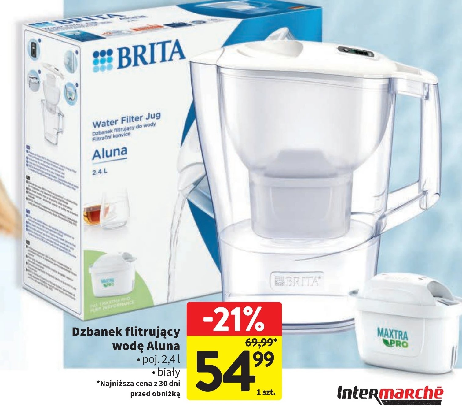 Zestaw dzbanek aluna cool 2.4 l biały + wkład maxtra 1 szt Brita fill&enjoy aluna promocja