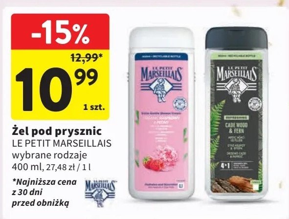 Żel pod prysznic drzewo cedrowe Le petit marseillais promocja