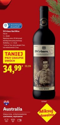 Wino 19 Crimes Red Wine promocja w Lidl