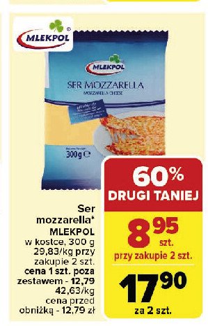 Ser mozzarella Mlekpol promocja w Carrefour Market