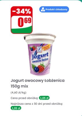 Jogurt owocowy mix różne rodzaje promocja w Dino