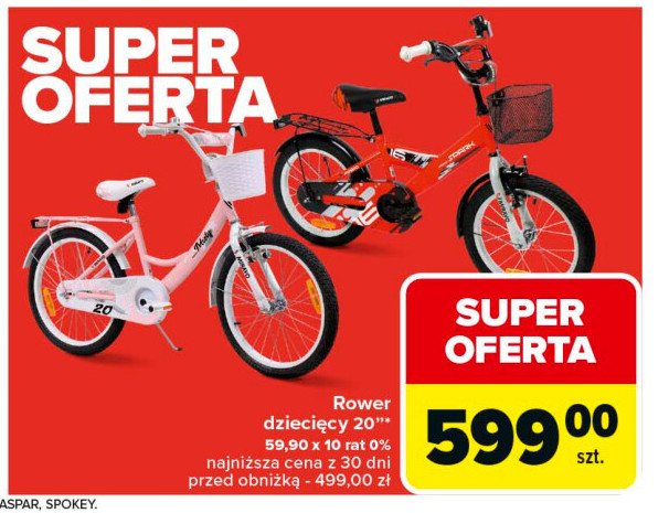 Rower dziecięcy 20" promocja w Carrefour