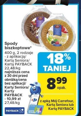 Spody biszkoptowe 400 g różne rodzaje promocja w Carrefour