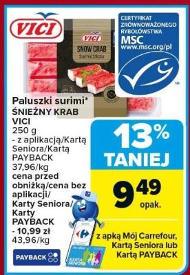Paluszki surimi Śnieżka Krab Vici promocja w Carrefour Market