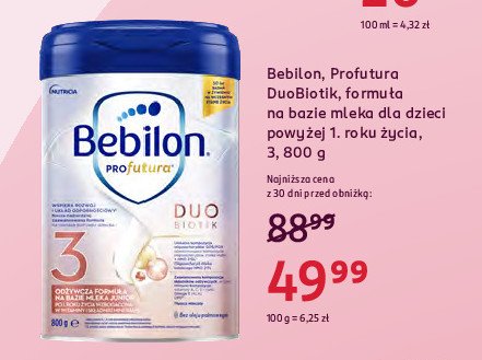 Mleko duo biotik 3 Bebilon profutura promocja w Rossmann