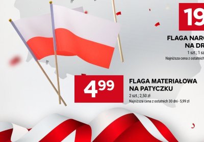 Flaga materiałowa na patyczku promocja w Stokrotka