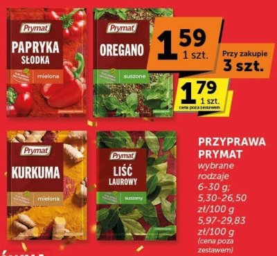 Przyprawa Prymat Kurkuma, Liść laurowy promocja w Groszek