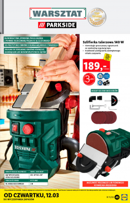 Szlifierka talerzowa 140w Parkside promocja
