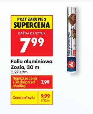 Folia aluminiowa Zosia, 30 m promocja w Biedronka