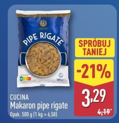 Makaron pipe rigate Cucina promocja w Aldi