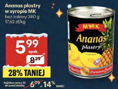 Ananas plastry w syropie MK promocja w Delikatesy Centrum