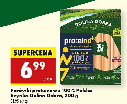 Parówki z proteiną Dolina dobra promocja w Biedronka