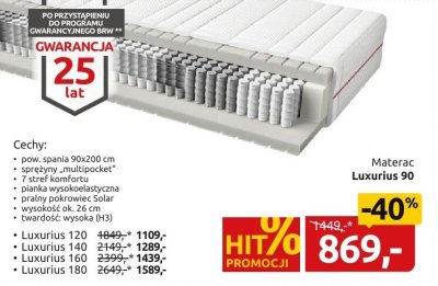 Materac Luxurius 90 promocja w Black Red White