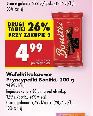 Wafelki kakaowe Bonitki promocja w Biedronka