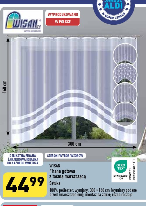Firanka gotowa160 x 300 cm WISAN promocja