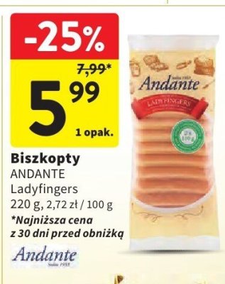Biszkopty ANDANTE Ladyfingers promocja w Intermarche