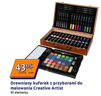 Drewniany kuferek z przyborami do malowania Creative Artist promocja w Action