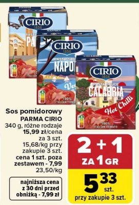 Sos pomidorowy PARMA CIRIO 340 g, różne rodzaje promocja w Carrefour Market