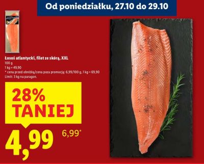 Łosoś atlantycki, filet ze skórą, XXL promocja w Lidl