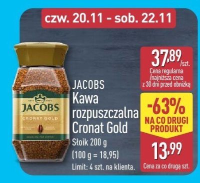 Kawa rozpuszczalna Cronat Gold 200 g promocja w Aldi