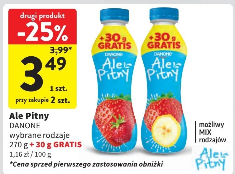 Jogurt truskawka-poziomka Danone ale pitny Ale danone promocja w Intermarche