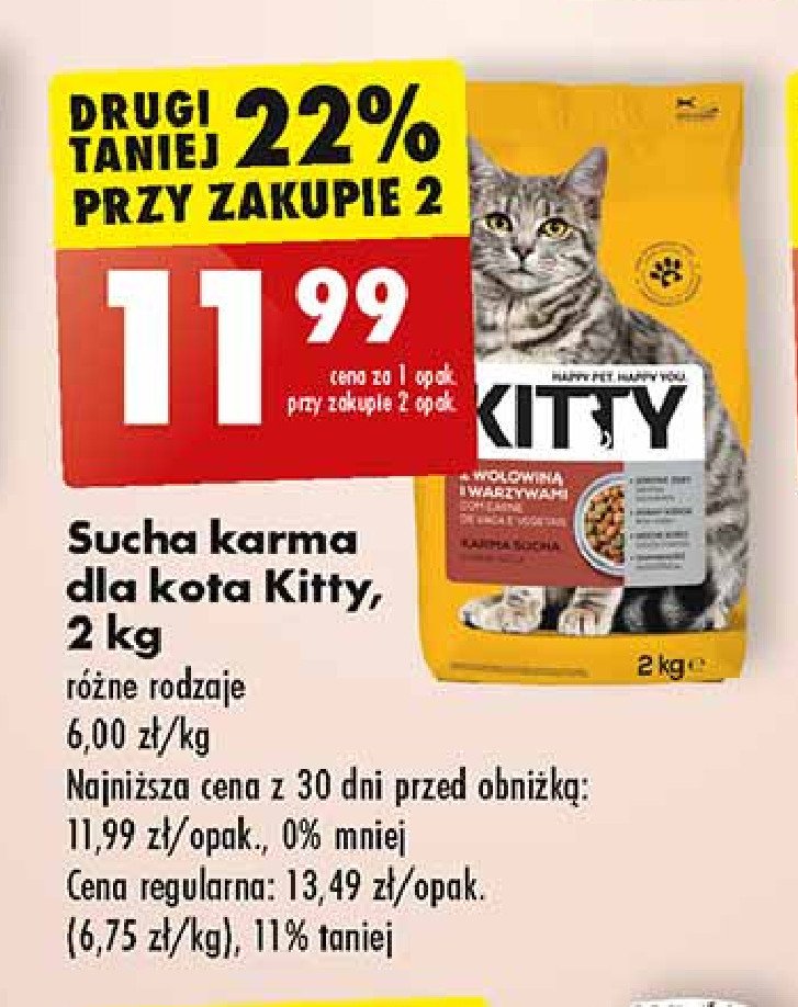 Karma dla kota z wołowiną i warzywami Kitty promocja