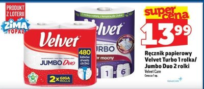 Ręcznik papierowy Velvet Turbo 1 rolka / Jumbo Duo 2 rolki Velvet Care promocja w TOPAZ