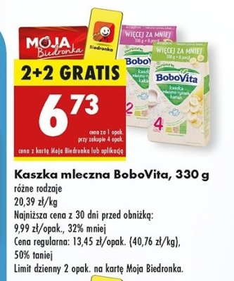 Kaszka mleczno-ryżowa banan Bobovita mniam promocja