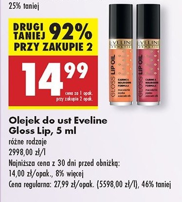 Olejek do ust pomarańczowy Eveline gloss lip oil promocja