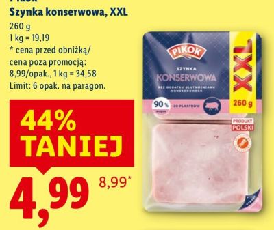 Szynka konserwowa Pikok XXL promocja w Lidl