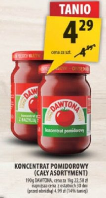 Koncentrat pomidorowy Dawtona (cały asortyment) promocja w Arhelan