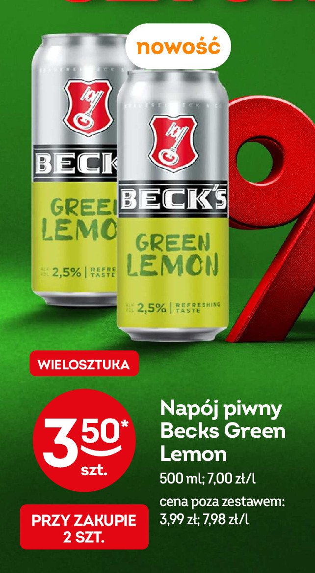 Piwo Beck's green lemon promocja w Żabka