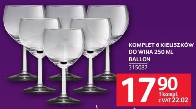 Komplet 6 kieliszków do wina 250 ml Ballon z różnymi rodzajami kieliszków promocja w Selgros