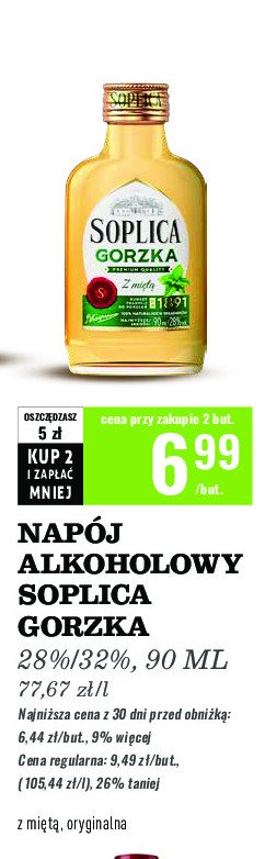 Liker 28% Soplica gorzka z miętą promocja w Biedronka