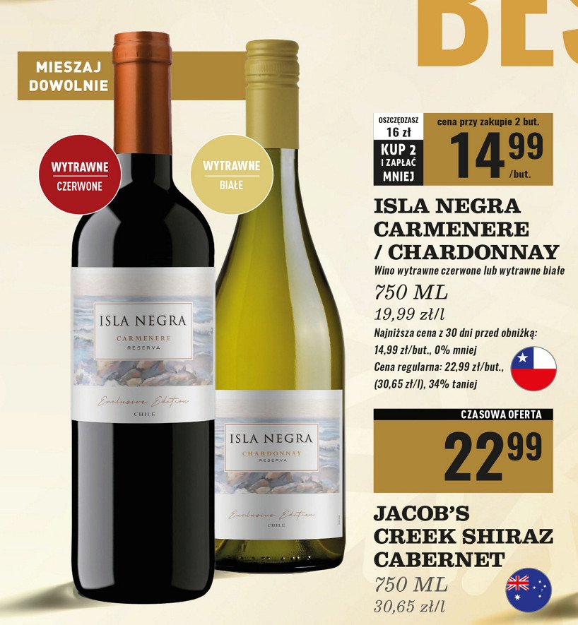 Wino ISLA NEGRA RESERVE CHARDONNAY promocja w Biedronka