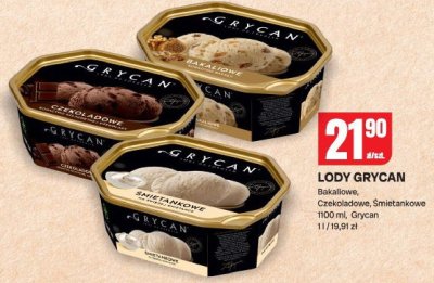 Lody Grycan Bakailowe, Czekoladowe, Śmietankowe promocja w Chorten