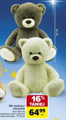 Miś pluszowy siedzący wys. 65 cm promocja w Carrefour
