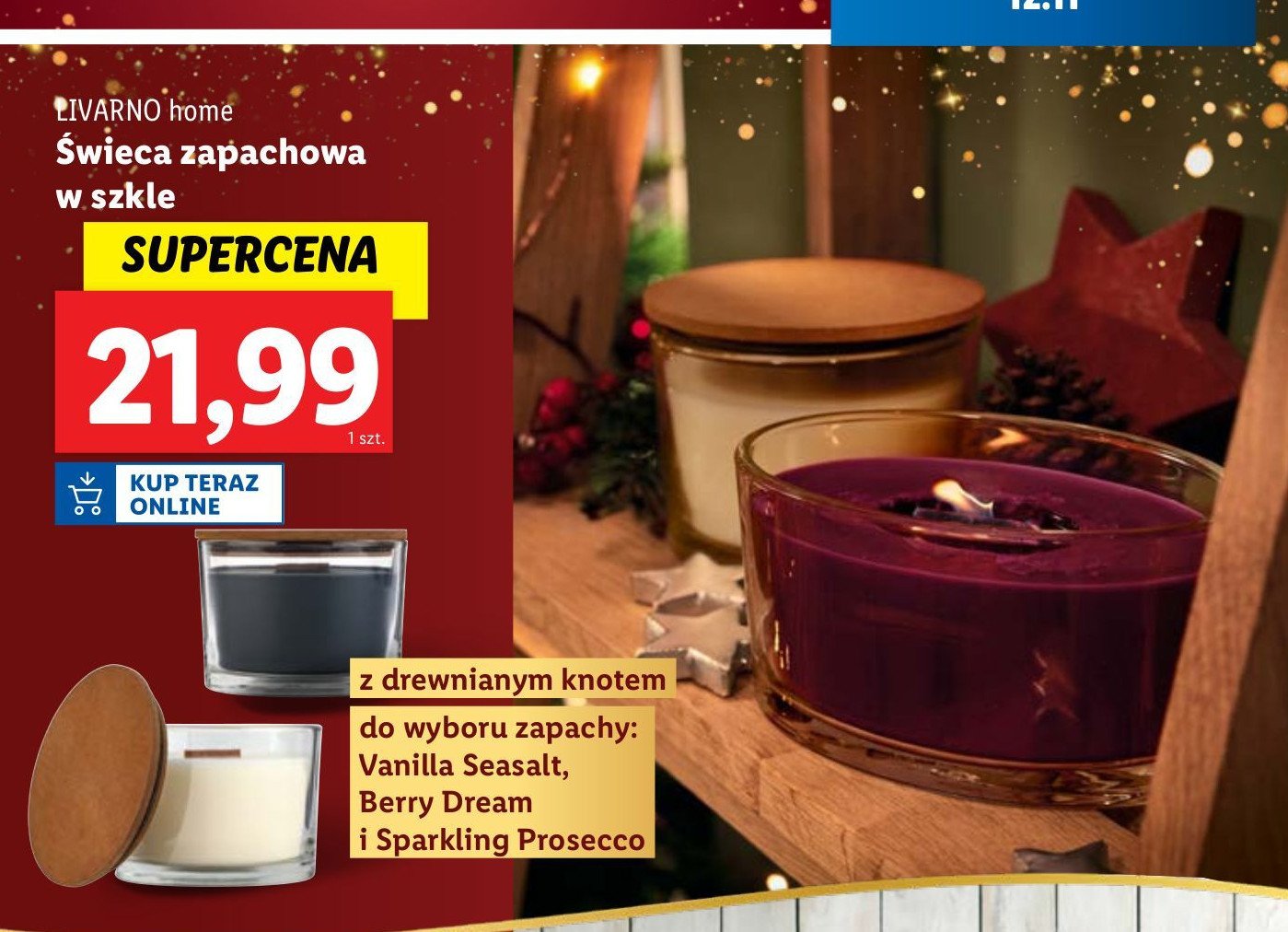 Świeca zapachowa w szkle vanilla seasalt LIVARNO HOME promocja