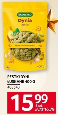 Pestki dyni łuskane BAKALLAND Dynia 400g promocja w Selgros