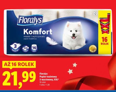 Papier toaletowy Komfort 3-warstwowy XXL 16 rolek promocja w Lidl