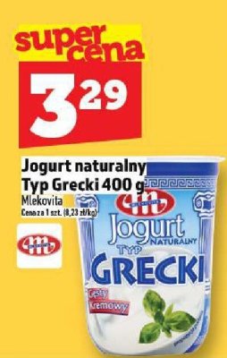 Jogurt naturalny Typ Grecki Mlekovita 400 g promocja w TOPAZ